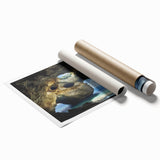 Vibrant rolled canvas print showcasing an intricate landscape design with cave elements, featuring earthy tones and dynamic textures, perfect for home decor.