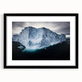 Black-framed landscape print featuring dramatic cliffs and serene ocean views, elegantly matted, ideal for modern home decor or gallery display. Perfect for nature enthusiasts and interior design lovers alike.
