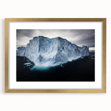 Elegant framed landscape artwork showcasing dramatic cliffs with a gold mat, perfect for home decor, enhancing any living space with natural beauty.