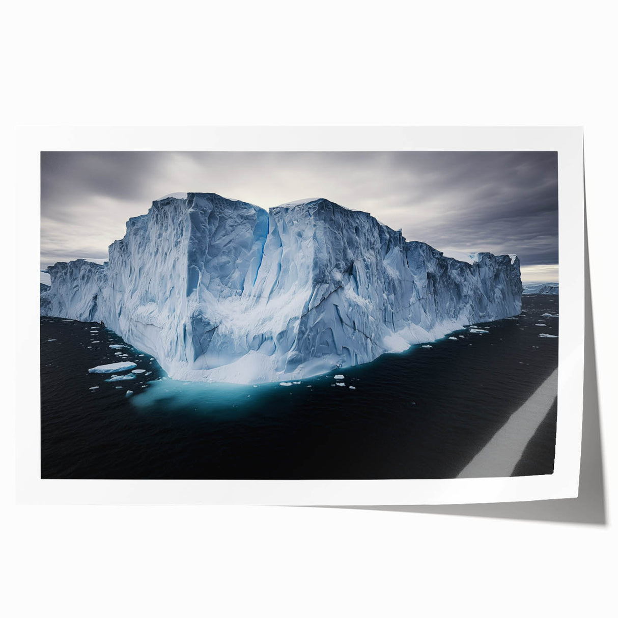 Stunning landscape print showcasing dramatic cliffs and a vibrant sky, rolled for easy shipping and perfect for home decor. Ideal for nature lovers.
