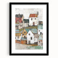 Abstract architecture wall art framed in black, showcasing geometric patterns and a modern design. Ideal for contemporary home decor or office spaces.