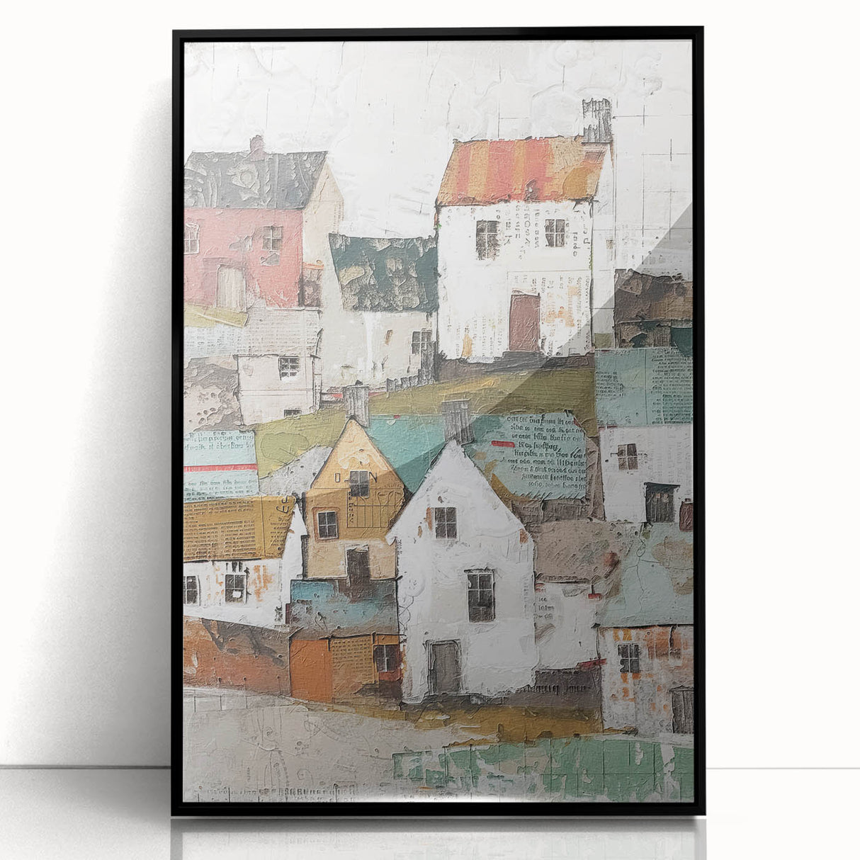 Abstract architectural wall art framed in black acrylic, showcasing geometric shapes and dynamic lines, perfect for modern home decor and artistic interiors.