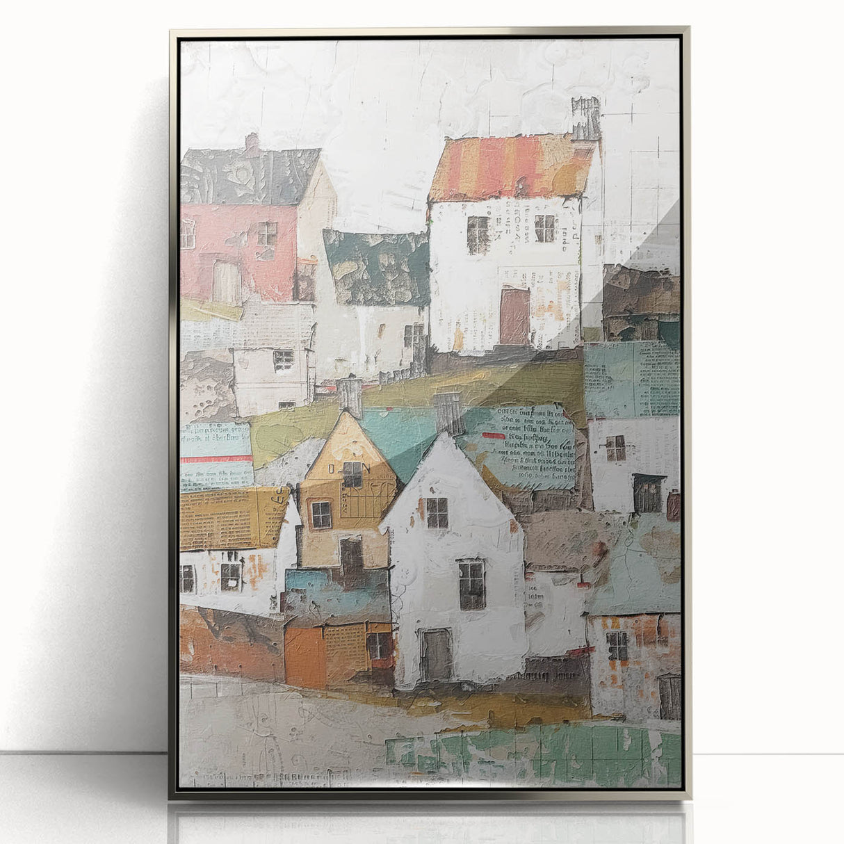 Framed acrylic wall art depicting abstract architecture design in silver tones, showcasing a modern aesthetic ideal for contemporary home decor.