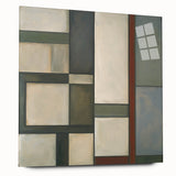 Abstract geometric acrylic glass art piece in side view, showcasing vibrant colors and intricate patterns, ideal for modern home decor and artistic displays.