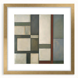 Abstract geometric frame featuring a gold mat design, showcasing a modern art piece with intricate shapes and lines, ideal for contemporary home decor.