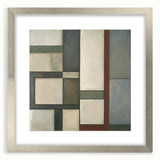 Abstract geometric frame in silver color with a crisp white mat, showcasing a modern art design, perfect for enhancing contemporary home decor.