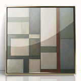 Abstract geometric wall art design in a gold-framed acrylic format, showcasing intricate patterns and vibrant colors, perfect for modern home decor accents.