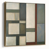 Abstract geometric framed canvas artwork in silver and gold tones, showcasing sharp angles and modern design elements, perfect for contemporary decor.