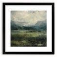 Abstract landscape wall art framed in black with a white mat, showcasing soft pastel colors and fluid shapes, perfect for modern home decor, creating a serene atmosphere.