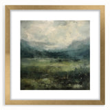 Abstract landscape wall art framed in gold with a mat, showcasing vibrant colors and intricate patterns, perfect for enhancing modern home decor.