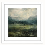 Abstract landscape wall art framed in white with a mat, showcasing vibrant colors and textured details, perfect for modern home decor. Ideal for enhancing interior spaces.