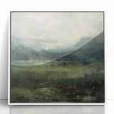 Framed acrylic wall art depicting an abstract landscape in vibrant colors, showcasing a modern design with a white frame, perfect for contemporary home decor.