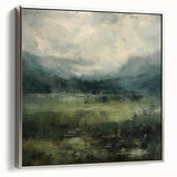 Framed abstract landscape wall art with silver accents, showcasing vibrant colors and dynamic forms, perfect for modern home decor. Ideal for enhancing living spaces, this piece adds a touch of elegance and contemporary style.