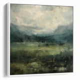 Framed abstract landscape wall art featuring soft pastel colors, set against a white background, showcasing a modern aesthetic perfect for home decor.