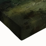 Close-up of an abstract landscape wall art design on stretched canvas, showcasing vibrant colors and intricate textures, perfect for modern home decor.