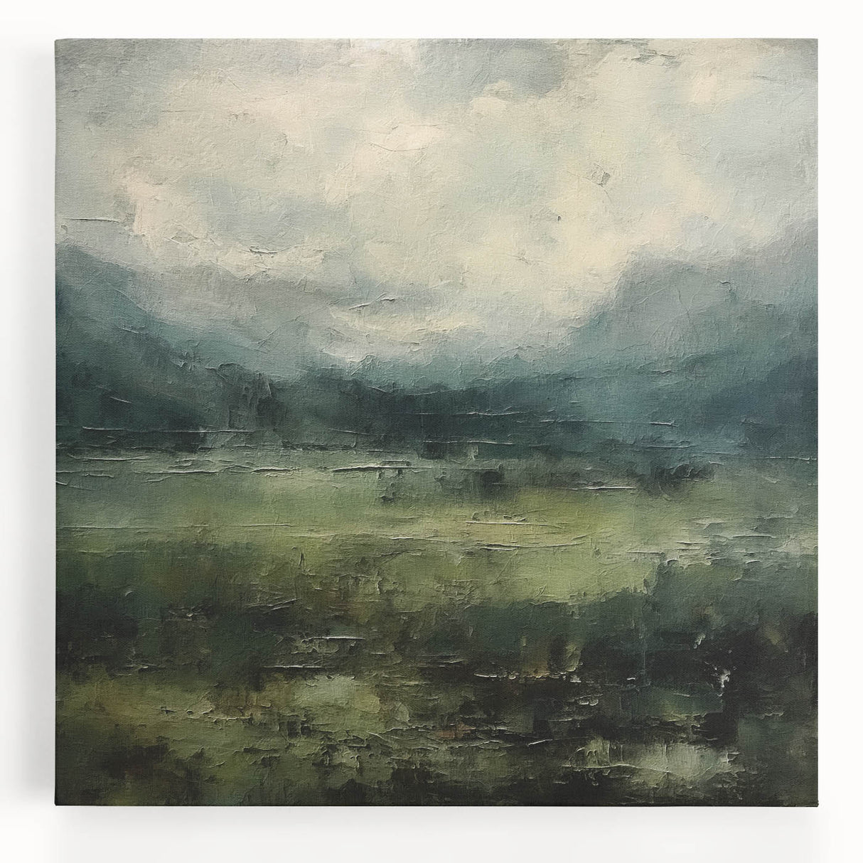 Abstract landscape wall art on stretched canvas showcasing vibrant colors and fluid shapes, perfect for modern home decor. Ideal for adding a touch of creativity and elegance to any room.