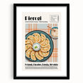 Extra large abstract art print featuring textured, colorful art of food dishes on a framed canvas.
