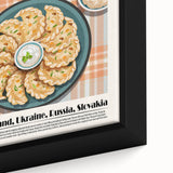 Extra large framed canvas featuring a close-up of colorful, textured food dishes on a black background.