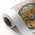 Art deco poster featuring an array of colorful food dishes on rolled canvas, suitable for dining room decor.