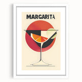 Abstract art print featuring assorted beverages in muted tones on a white framed mat, suitable for dining room decor.