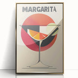 Art deco poster of food and drinks in gold acrylic frame, ideal for modern kitchen decor.