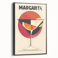 Black and white vintage poster art of a classic cocktail, framed canvas, ideal for bedroom wall decor.