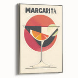 Landscape art painting on framed canvas, featuring a vintage poster of colorful food and drinks.