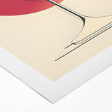 Art deco poster featuring a stylized cocktail glass in bold black and gold tones on rolled canvas.