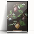 Large abstract wall art featuring a variety of fruits in bold colors on a black acrylic framed print.