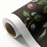 Rolled canvas with colorful art deco poster of assorted fruits, ideal for nursery wall art or dining room decor.