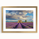 Landscape barn frame with a gold mat showcasing a rustic design, highlighting intricate details and craftsmanship, perfect for home decor enhancement.