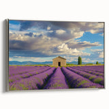 Landscape barn art canvas framed in silver, showcasing a rustic design with earthy tones, perfect for enhancing home decor in farmhouses or country-style interiors.