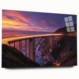 Acrylic glass display of a modern landscape bridge design, showcasing a side view without pins, featuring sleek lines and vibrant colors for contemporary decor.