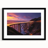 Landscape bridge frame in sleek matte black finish, showcasing a modern design that enhances any decor. Ideal for displaying artwork or photographs.