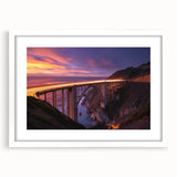 Elegant landscape bridge frame with a white mat and sleek black border, showcasing a modern aesthetic, ideal for enhancing home decor and art displays.