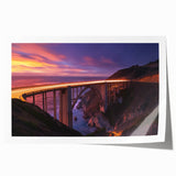 Landscape bridge artwork rolled print showcasing a serene river scene with lush greenery and a blue sky, packaged in a durable cardboard tube for safe transport. Perfect for home decor or art enthusiasts seeking nature-inspired designs.