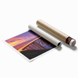 Landscape artwork depicting a serene bridge over a tranquil river, printed on high-quality canvas. The rolled print is ideal for home decor and artistic displays.