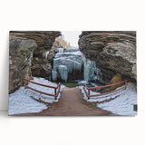 Stretched canvas art depicting breathtaking landscape canyons at sunset, showcasing vibrant orange and purple hues, perfect for home decor or nature enthusiasts.