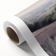 Rolled canvas print showcasing a serene countryside landscape with vibrant green fields and a blue sky, perfect for home decor. Packaged securely in a sturdy tube.
