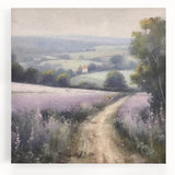 Landscape wall art canvas showcasing a serene countryside scene with rolling hills and a vibrant sunset, perfect for home decor and interior design enhancement.