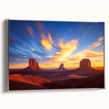 Framed desert landscape canvas art in silver frame, showcasing warm tones of sand and sky, ideal for enhancing modern home decor with a nature-inspired aesthetic.