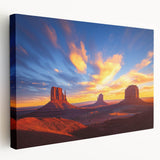 Stretched canvas artwork depicting a vibrant desert landscape with rich colors and detailed textures, showcasing a serene sunset over sand dunes. Ideal for enhancing home decor with a touch of nature.