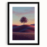 Framed landscape artwork featuring vibrant fields and a sleek black mat, perfect for home decor. The front view showcases the intricate details and rich colors.