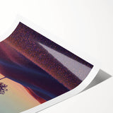 Vibrant rolled print showcasing a serene landscape with rolling green fields under a clear blue sky, elegantly packaged in a protective cardboard tube. Ideal for home decor and art enthusiasts.