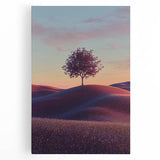 Vibrant stretched canvas artwork depicting a serene landscape of rolling green fields under a bright blue sky, perfect for home decor and nature enthusiasts.