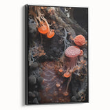 Black and white landscape art painting on framed canvas, depicting natural close-up elements, ideal for bedroom wall decor.