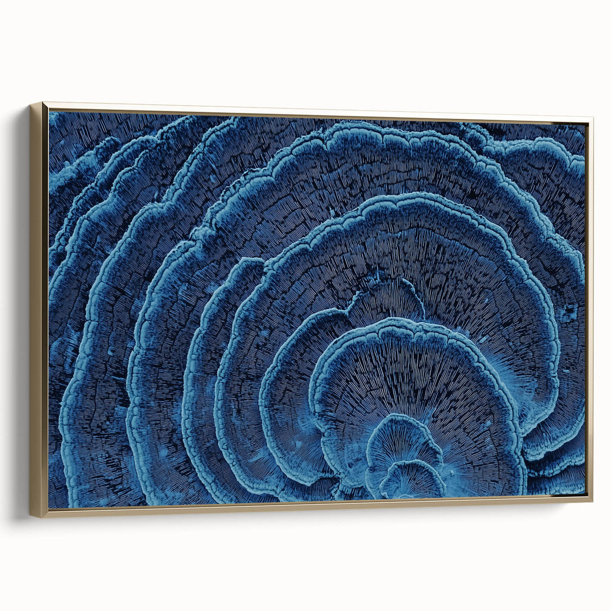 Framed canvas featuring a close-up floral design in gold and black tones, ideal for bedroom wall decor.