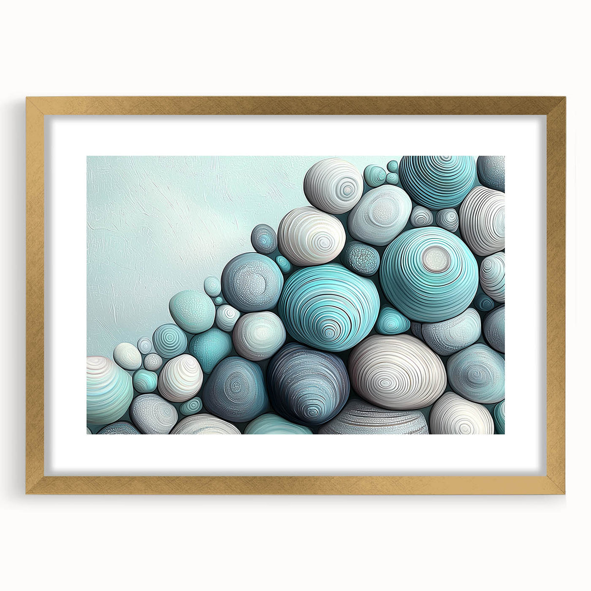 Extra large abstract art print featuring textured swirls in earth tones, framed in gold, ideal for living room decor.