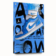Air Jordan Pop Art Wall Art - Bold Blue Sneaker Canvas Print