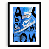 Air Jordan Pop Art Wall Art - Bold Blue Sneaker Canvas Print